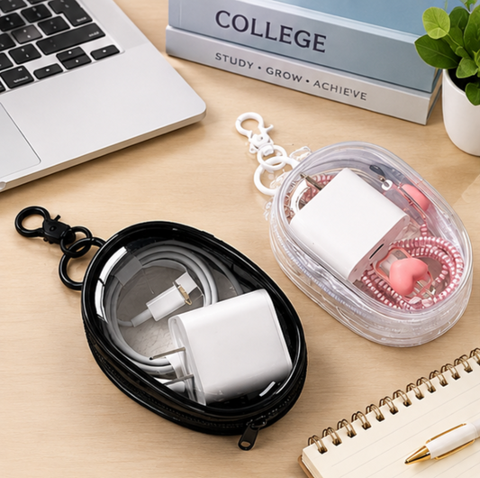 Portable Charger Storage Case With Keychain