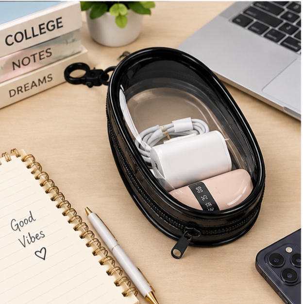 Portable Charger Storage Case With Keychain