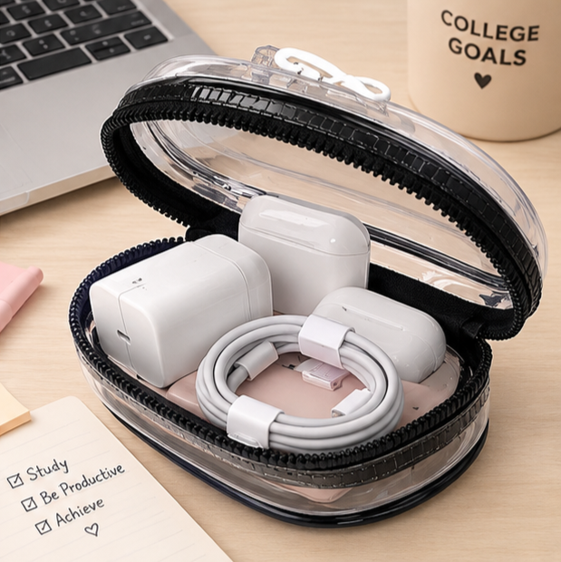 Portable Charger Storage Case With Keychain
